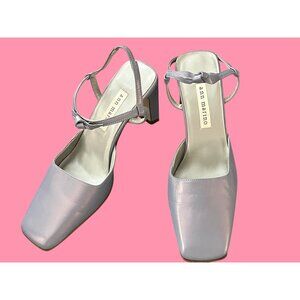 Ann Marino Lavender Blue/Lilac Block Heel Slingback Pumps Size 6.5